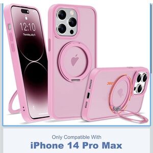 Apple Pink iPhone 14 Pro Max Case with 360° Ring Grip